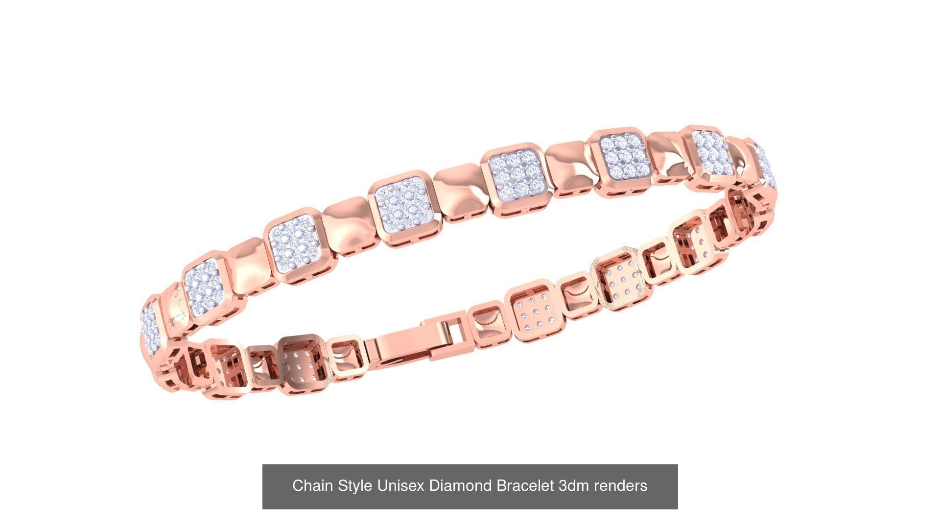 29 Chain Style Unisex Diamond Bracelet 3dm renders  3D Model Collection_28