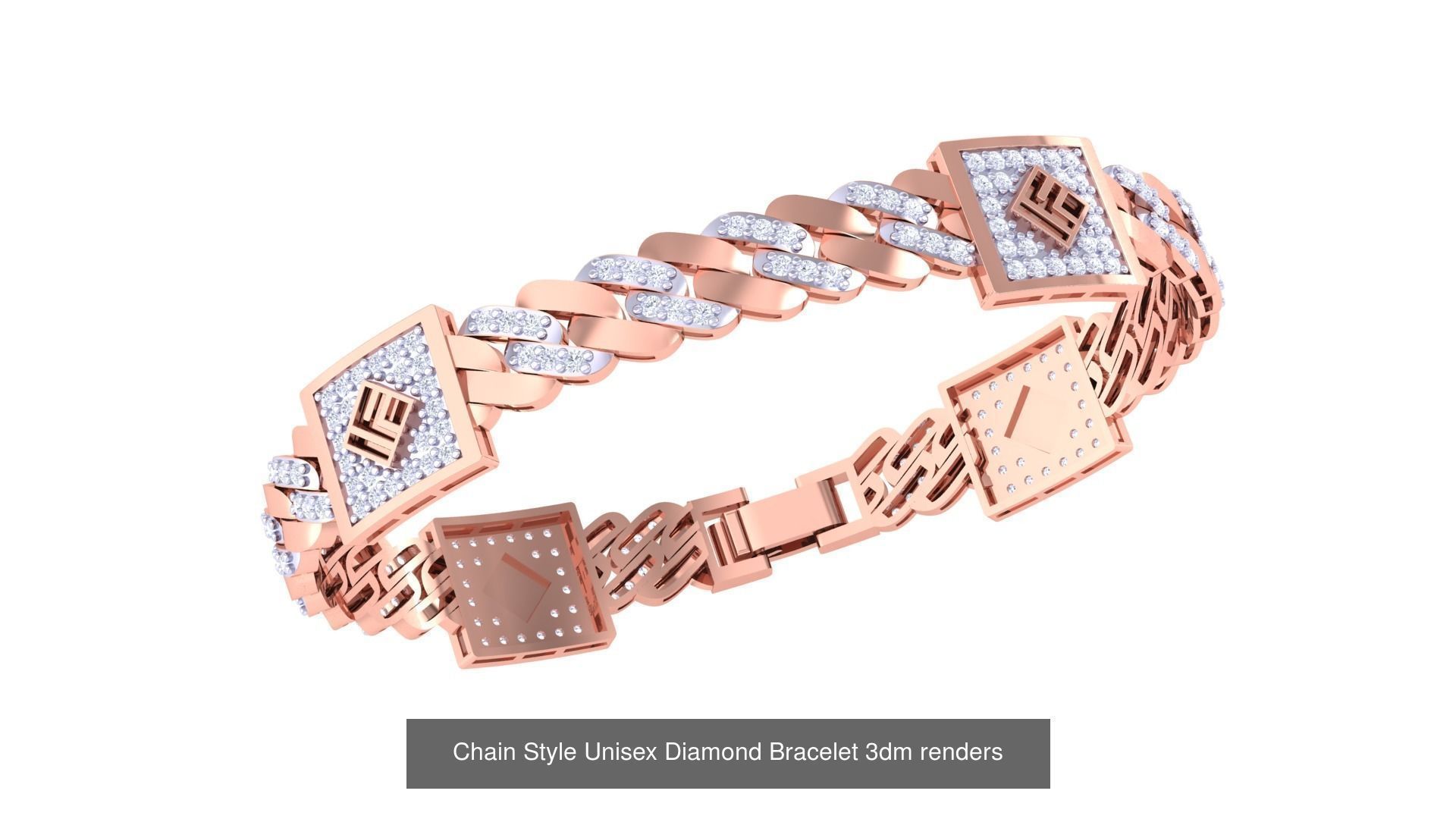 29 Chain Style Unisex Diamond Bracelet 3dm renders  3D Model Collection_18