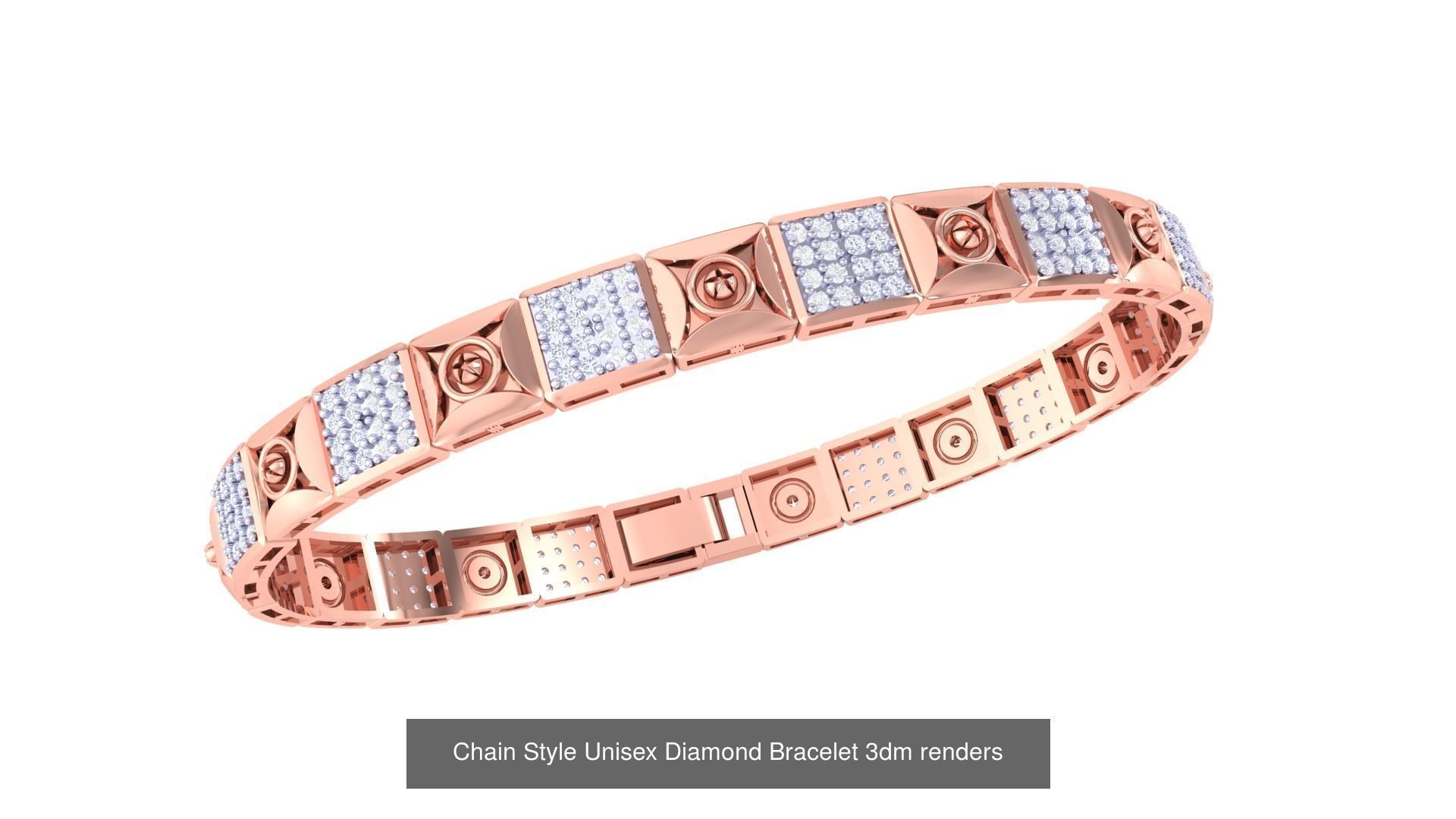 29 Chain Style Unisex Diamond Bracelet 3dm renders  3D Model Collection_27