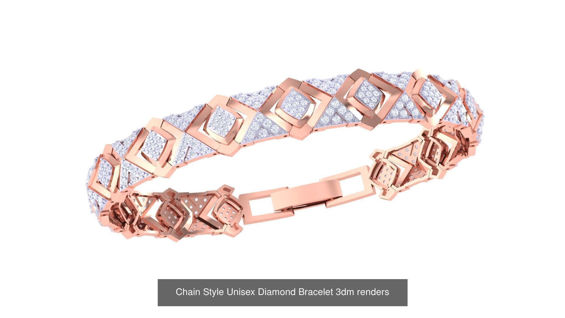 29 Chain Style Unisex Diamond Bracelet 3dm renders  3D Model Collection_7