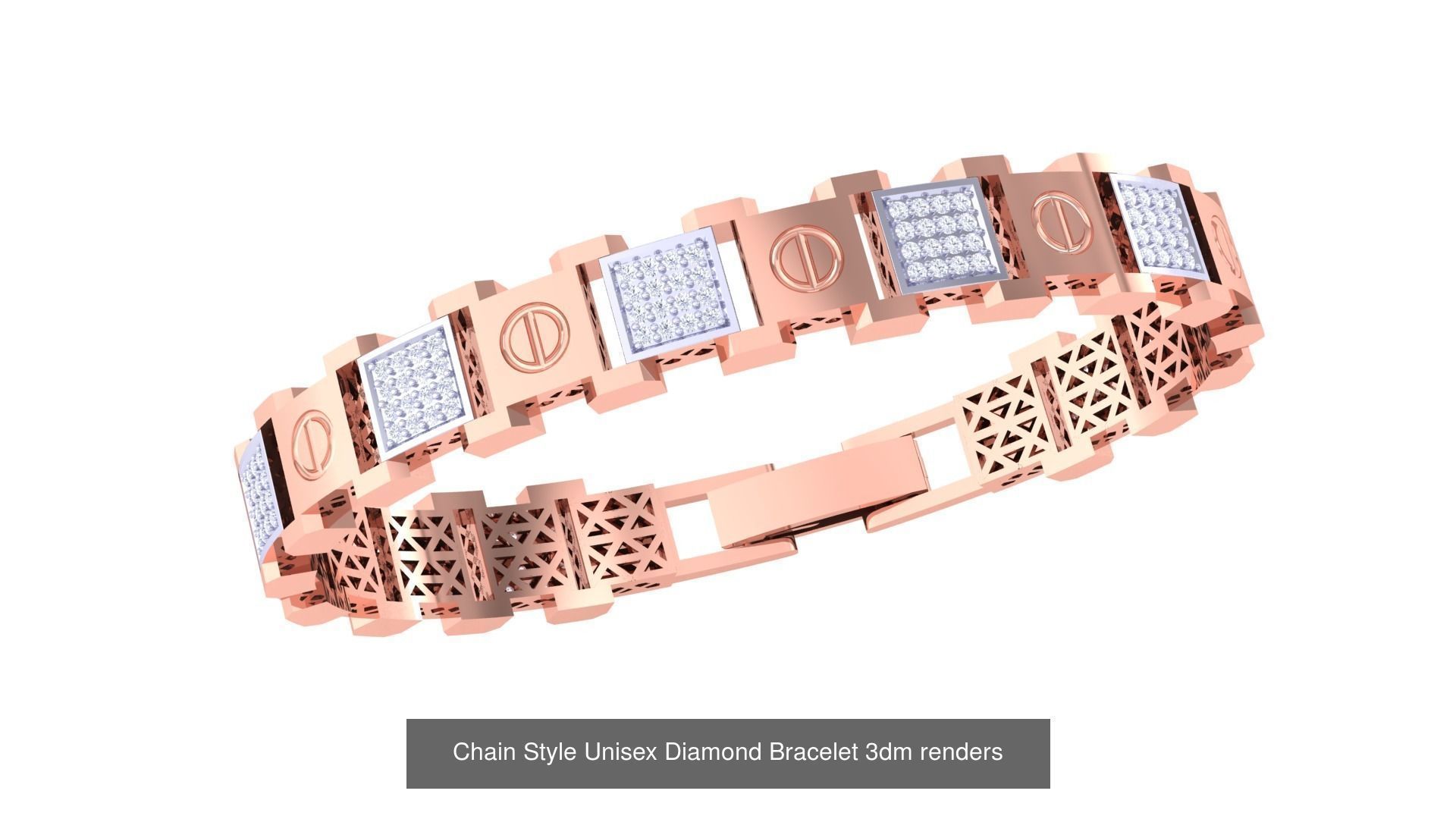 29 Chain Style Unisex Diamond Bracelet 3dm renders  3D Model Collection_3