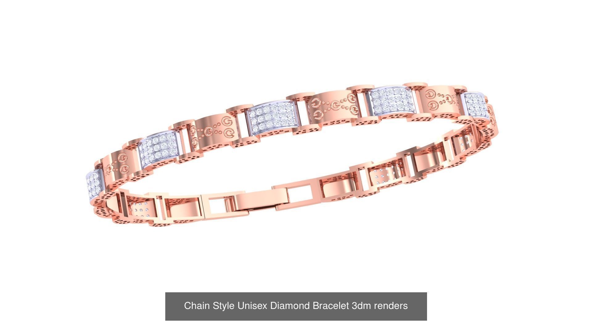 29 Chain Style Unisex Diamond Bracelet 3dm renders  3D Model Collection_4