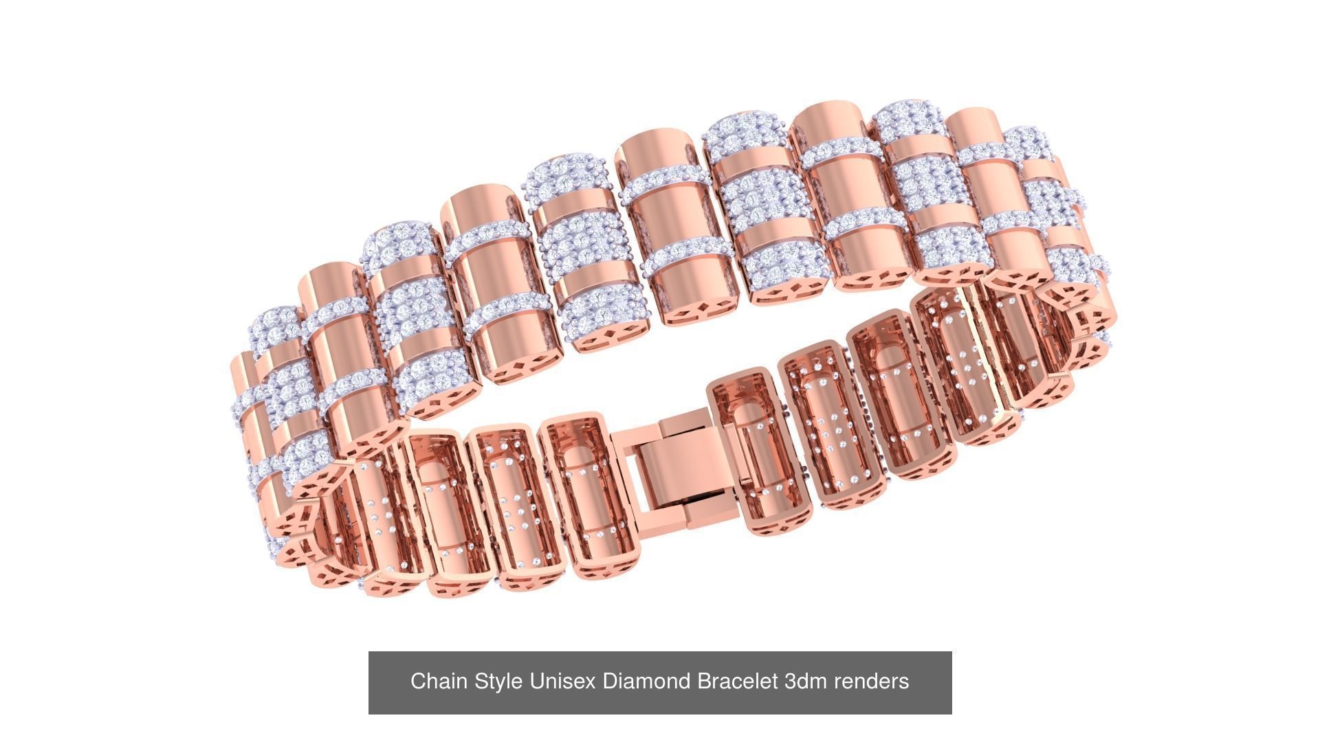 29 Chain Style Unisex Diamond Bracelet 3dm renders  3D Model Collection_22
