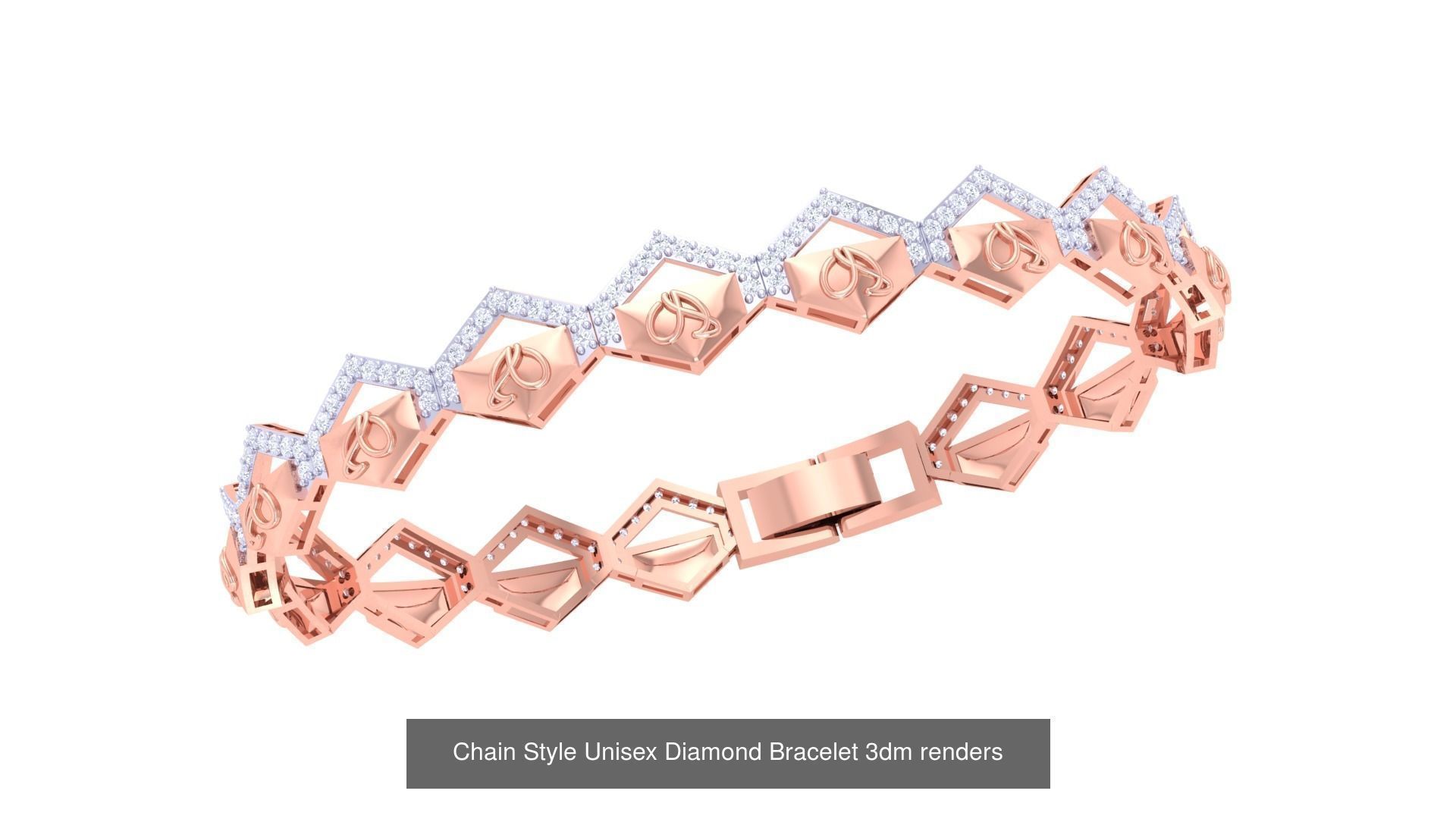 29 Chain Style Unisex Diamond Bracelet 3dm renders  3D Model Collection_13