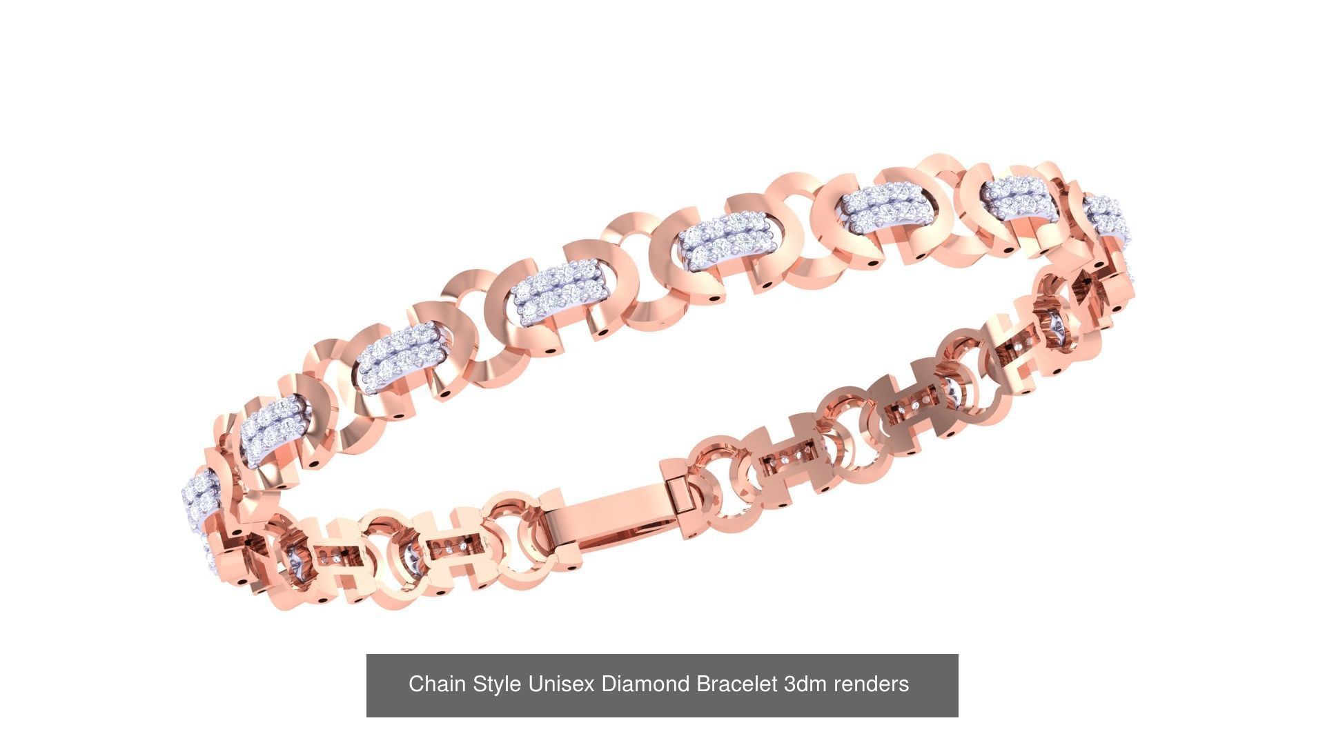 29 Chain Style Unisex Diamond Bracelet 3dm renders  3D Model Collection_30