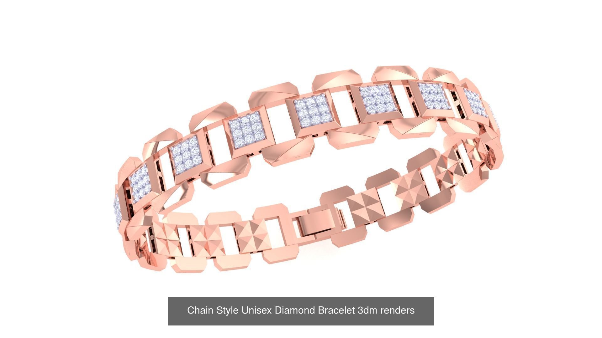 29 Chain Style Unisex Diamond Bracelet 3dm renders  3D Model Collection_19