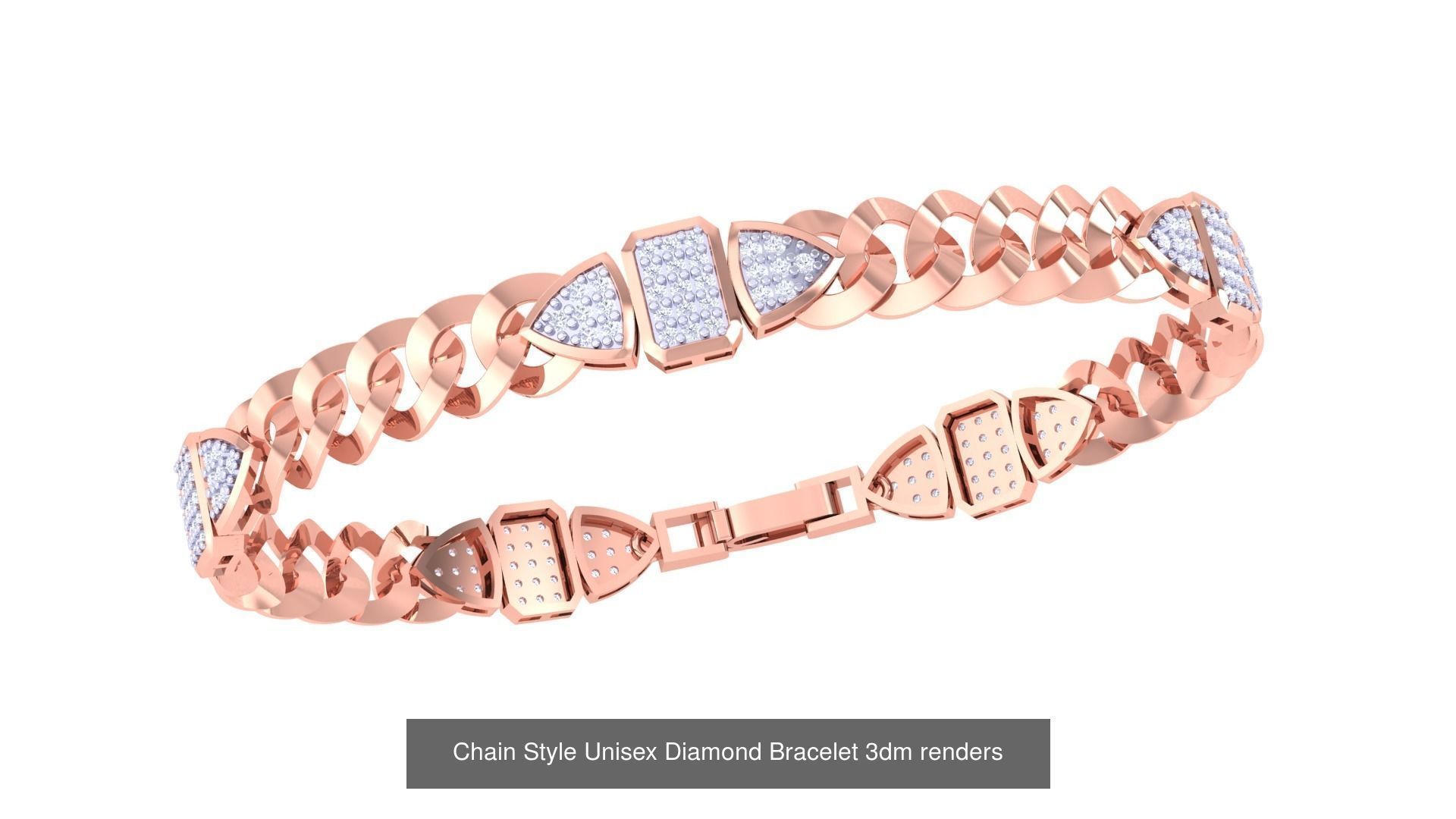 29 Chain Style Unisex Diamond Bracelet 3dm renders  3D Model Collection_20