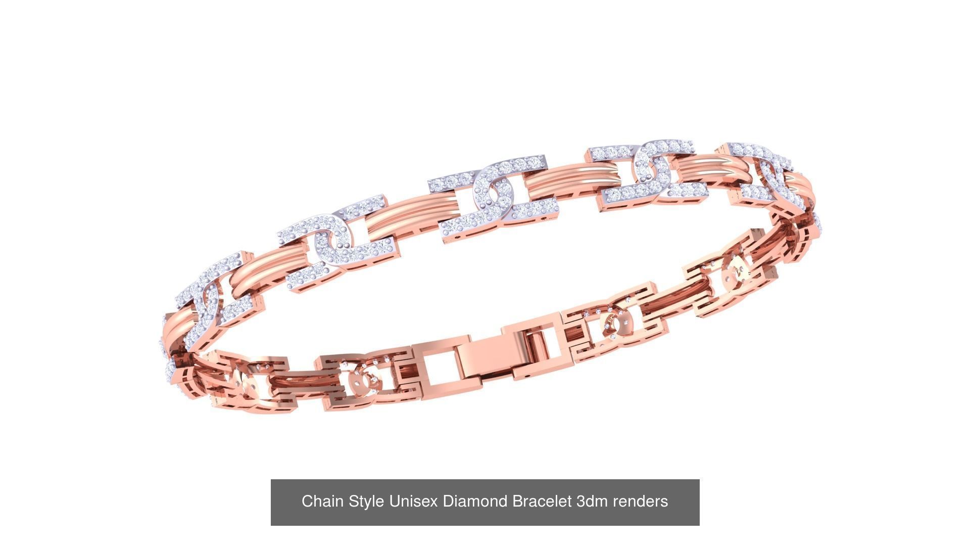 29 Chain Style Unisex Diamond Bracelet 3dm renders  3D Model Collection_10