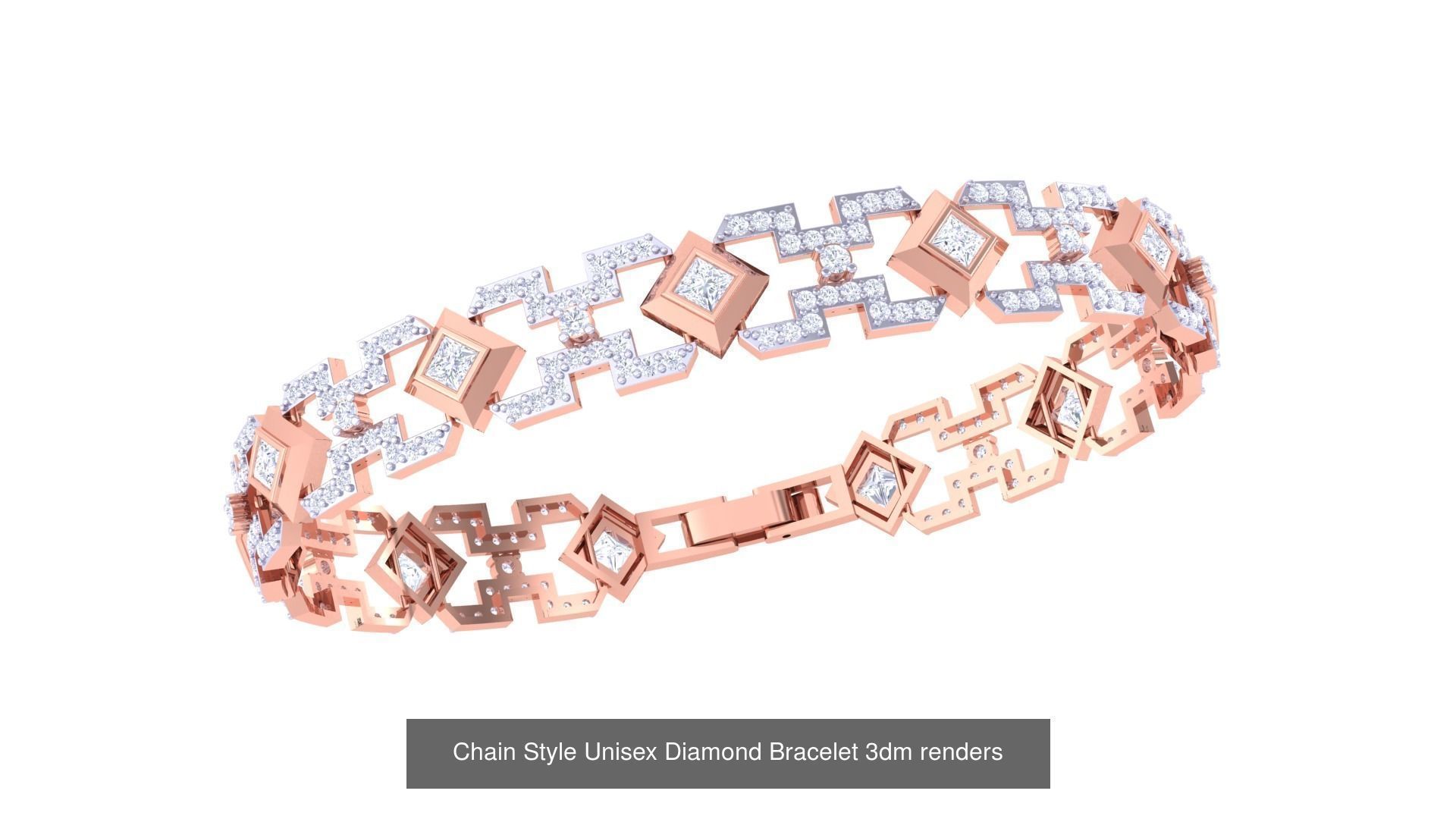 29 Chain Style Unisex Diamond Bracelet 3dm renders  3D Model Collection_12