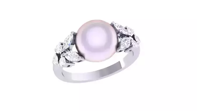 Women Pearl Ring 3dm render details