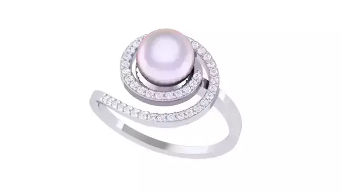 Women Pearl Ring 3dm render details