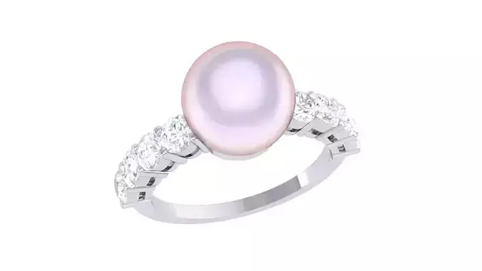 Women Pearl Ring 3dm render details
