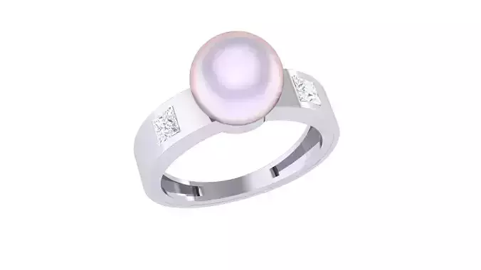 Women Pearl Ring 3dm render details