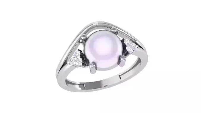 Women Pearl Ring 3dm render details
