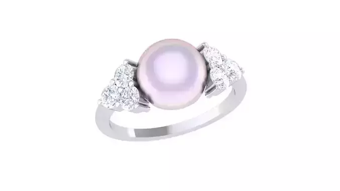 Women Pearl Ring 3dm render details