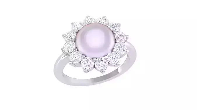 Women Pearl Ring 3dm render details