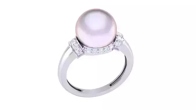 Women Pearl Ring 3dm render details