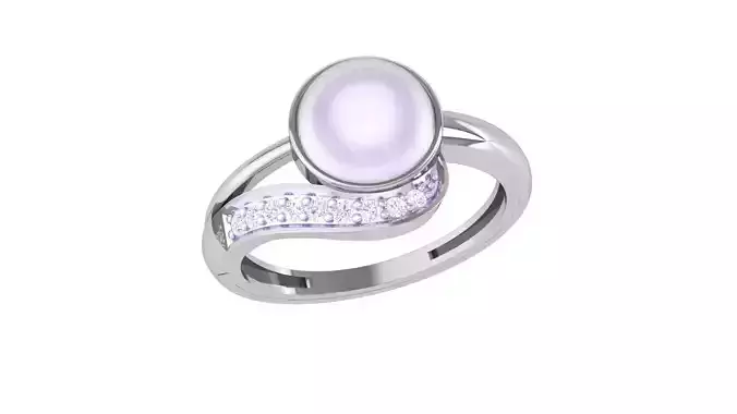Women Pearl Ring 3dm render details