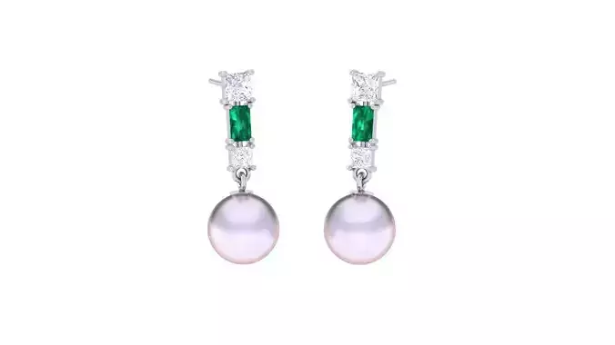 Women Pearl Earrings 3dm render details 3D print model