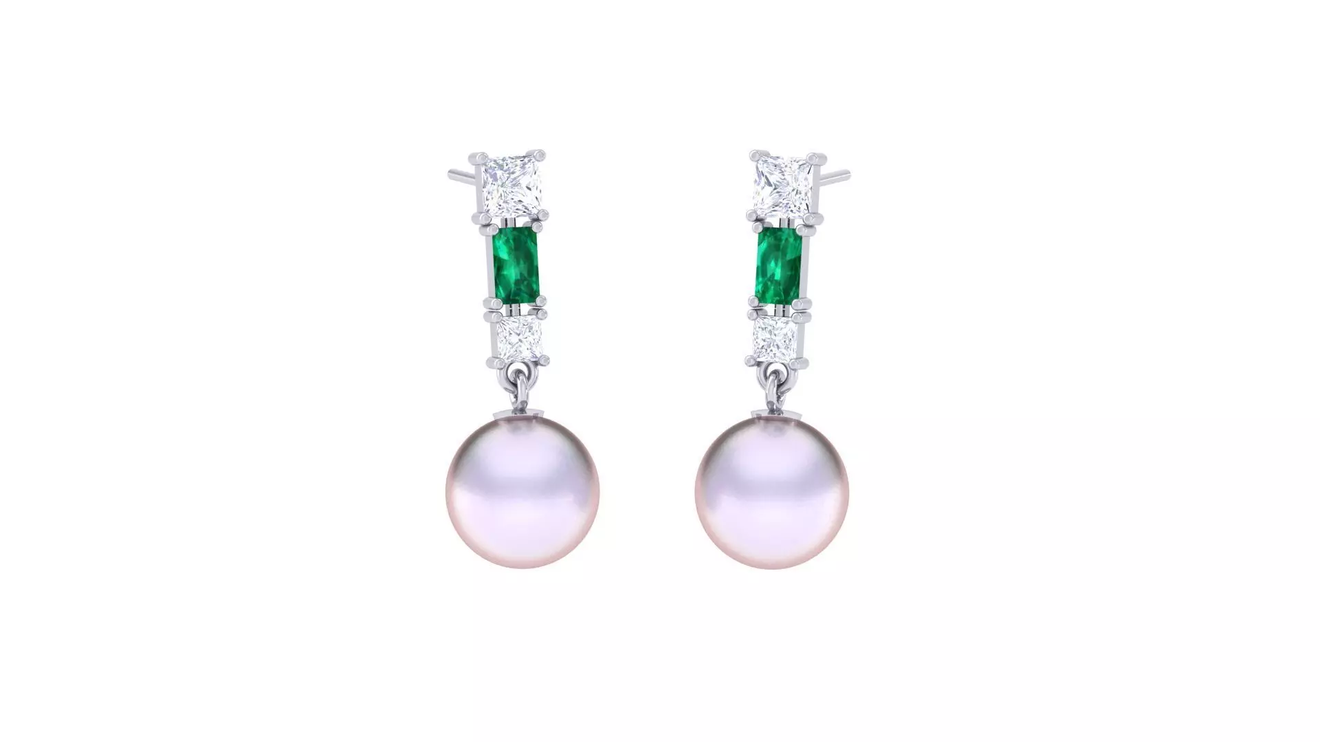 Women Pearl Earrings 3dm render details 3D print model