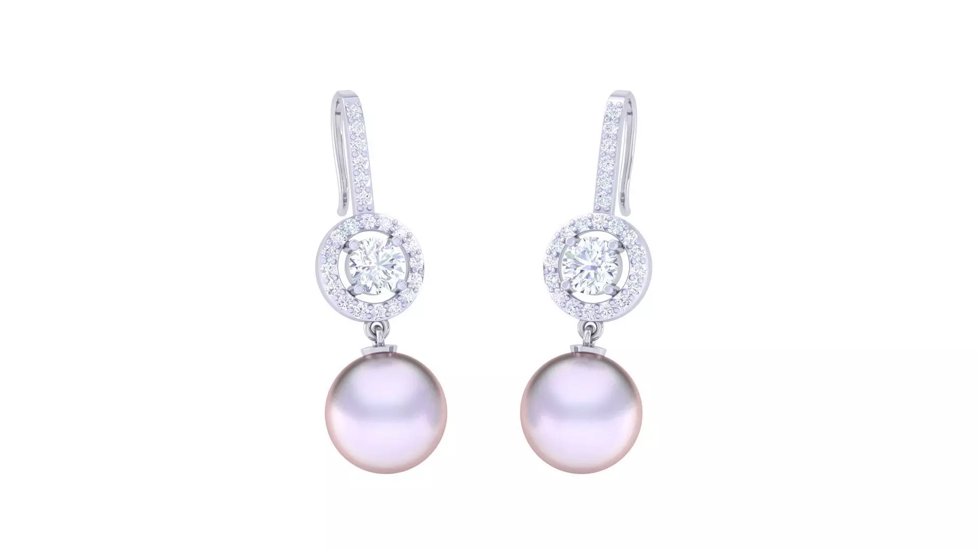 Women Pearl Earrings 3dm render details 3D print model