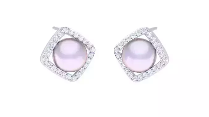 Women Pearl Earrings 3dm render details 3D print model
