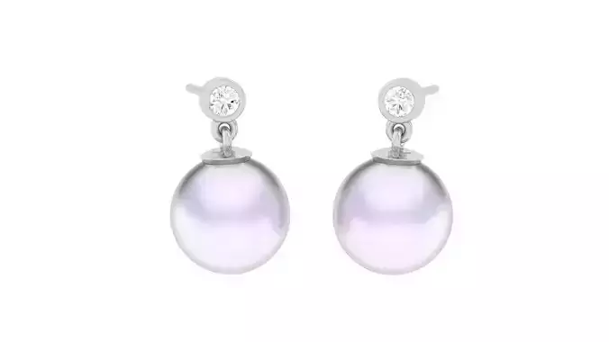 Women Pearl Earrings 3dm render details 3D print model