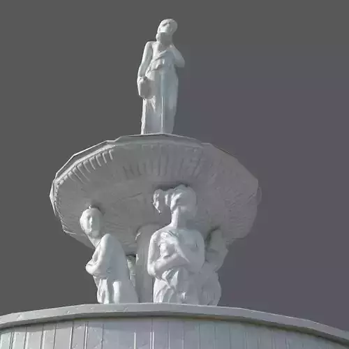 Concrete fountain with Greek womans Low-poly 3D model