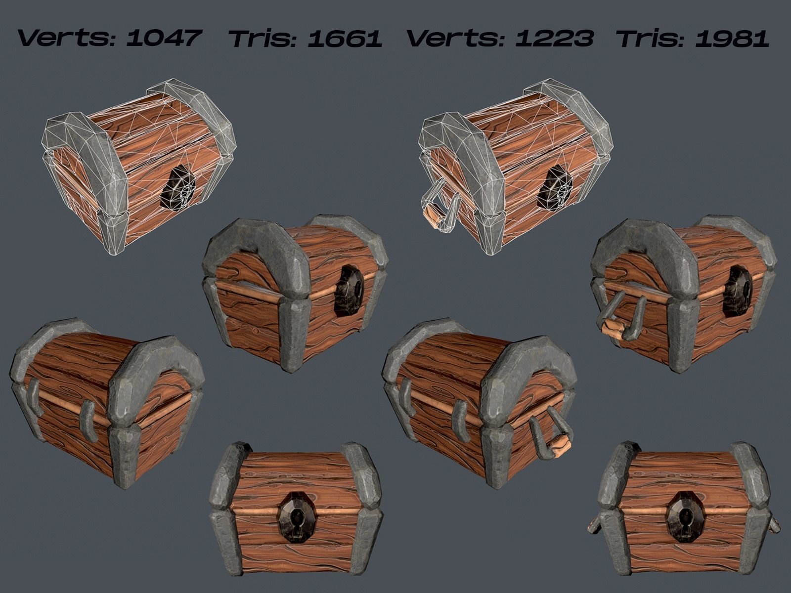 Stylized Crate Low-poly 3D model_6