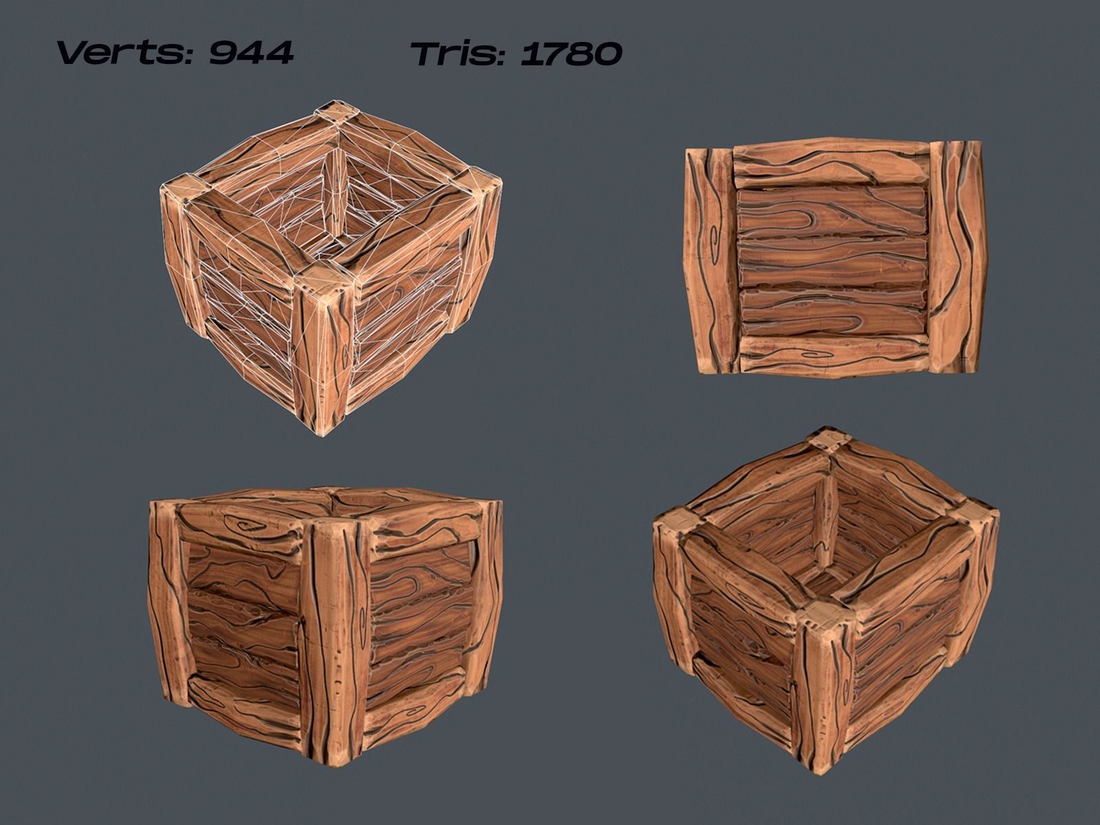 Stylized Crate Low-poly 3D model_13