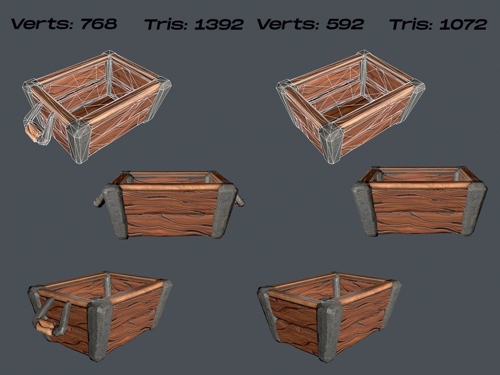 Stylized Crate Low-poly 3D model_7