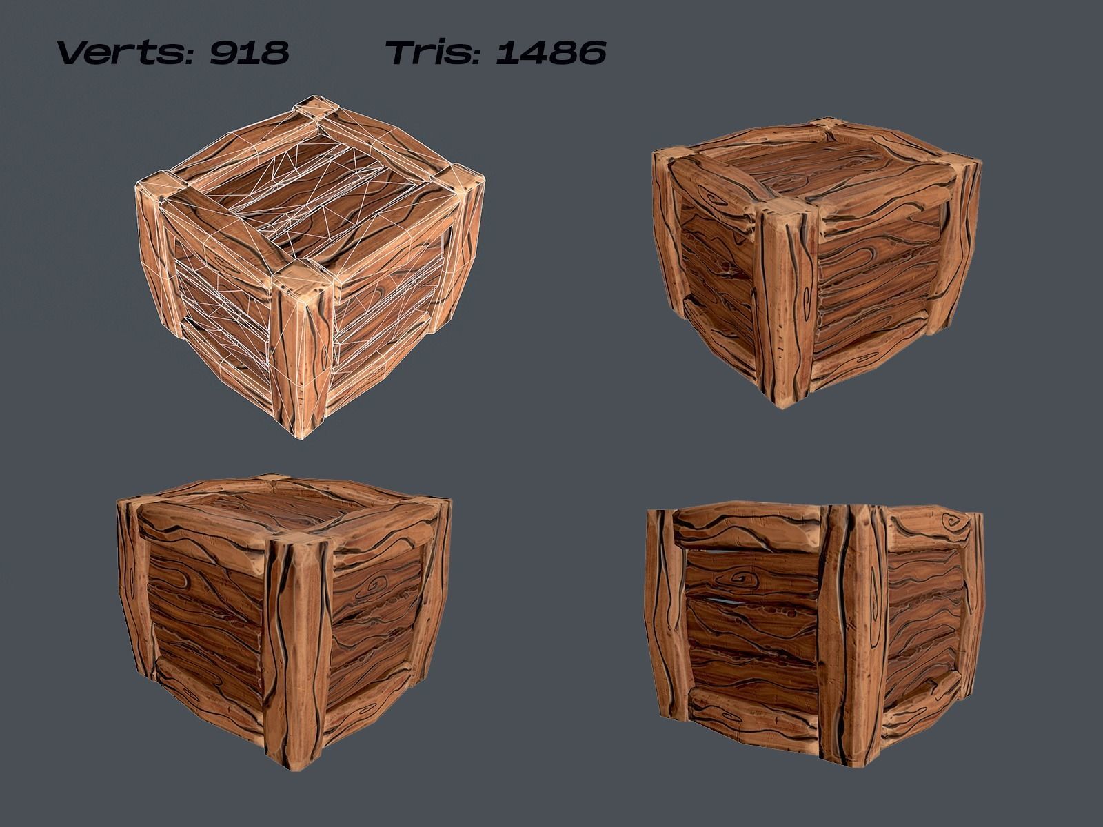 Stylized Crate Low-poly 3D model_12