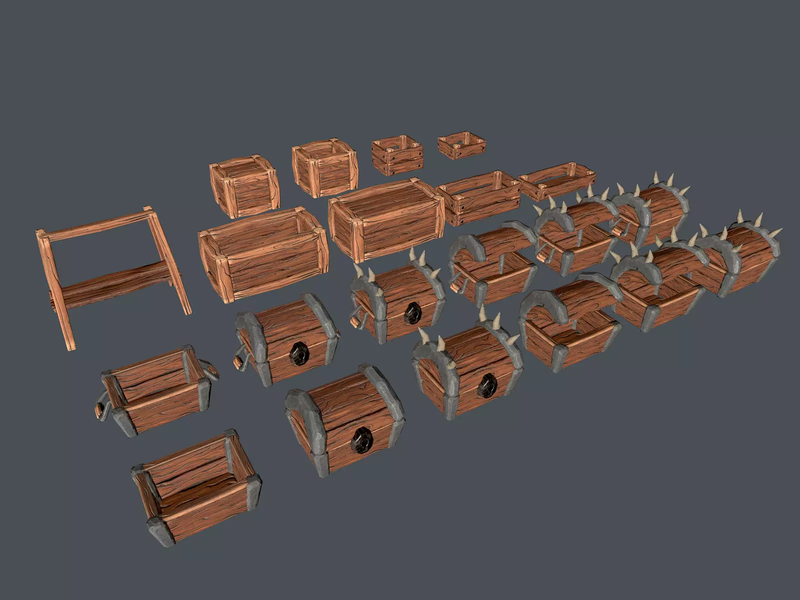 Stylized Crate Low-poly 3D model_0