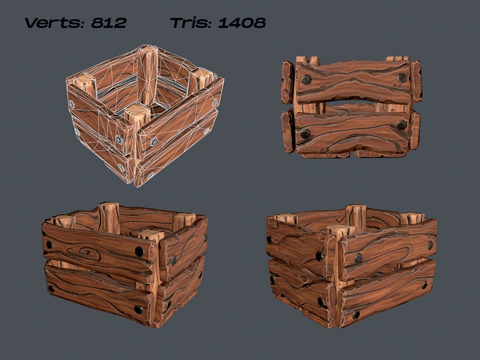 Stylized Crate Low-poly 3D model_8