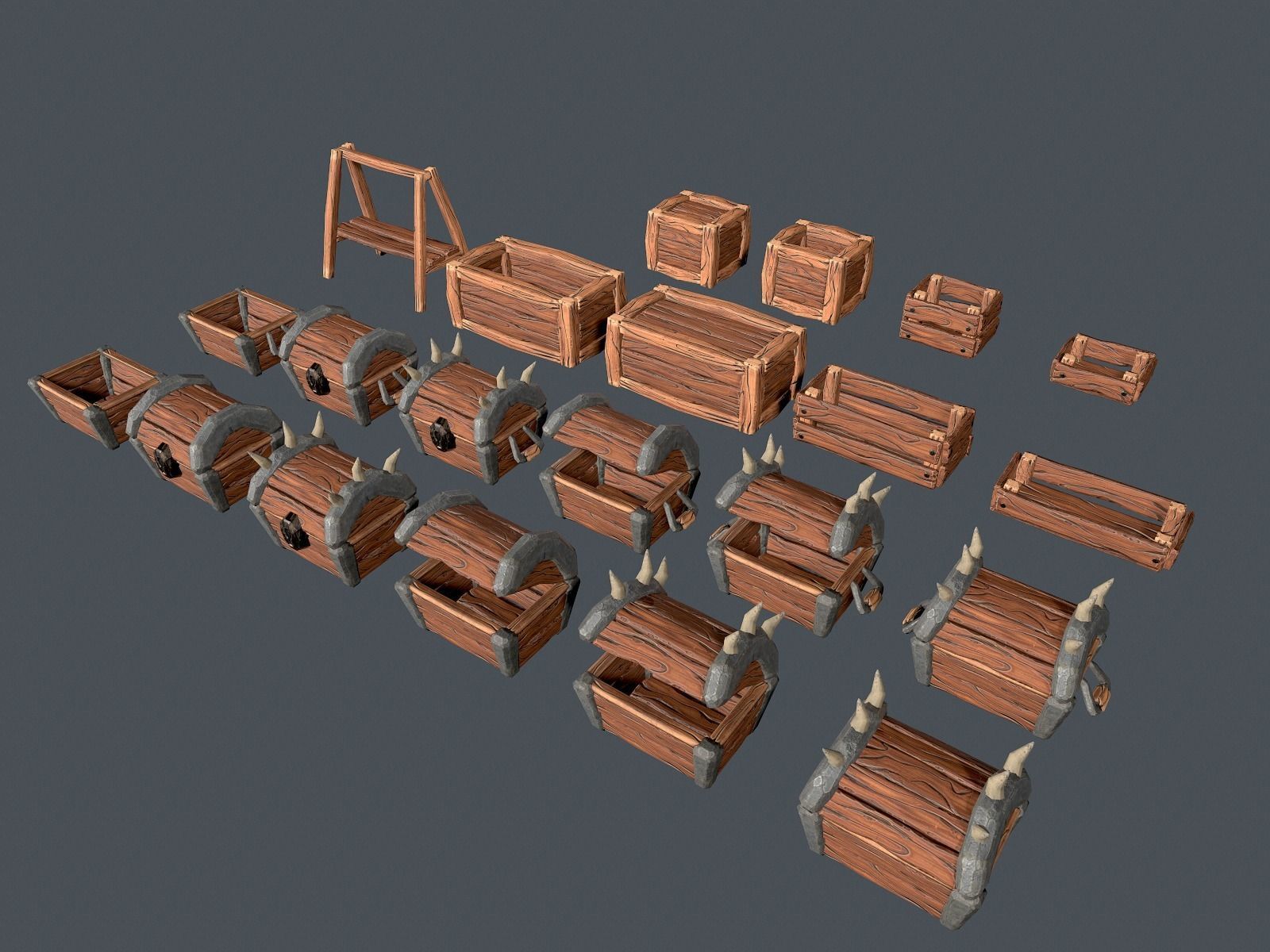 Stylized Crate Low-poly 3D model_1