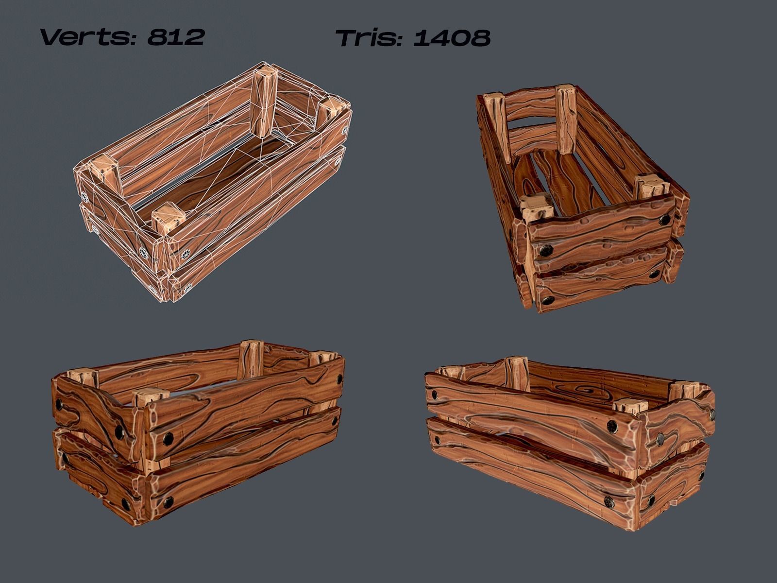 Stylized Crate Low-poly 3D model_9