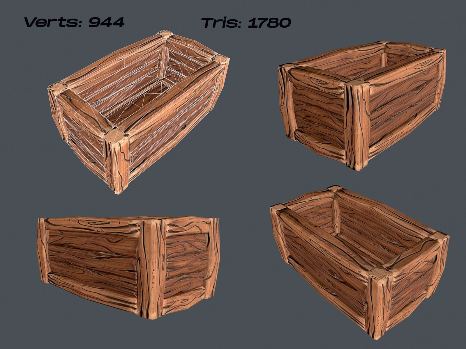 Stylized Crate Low-poly 3D model_15