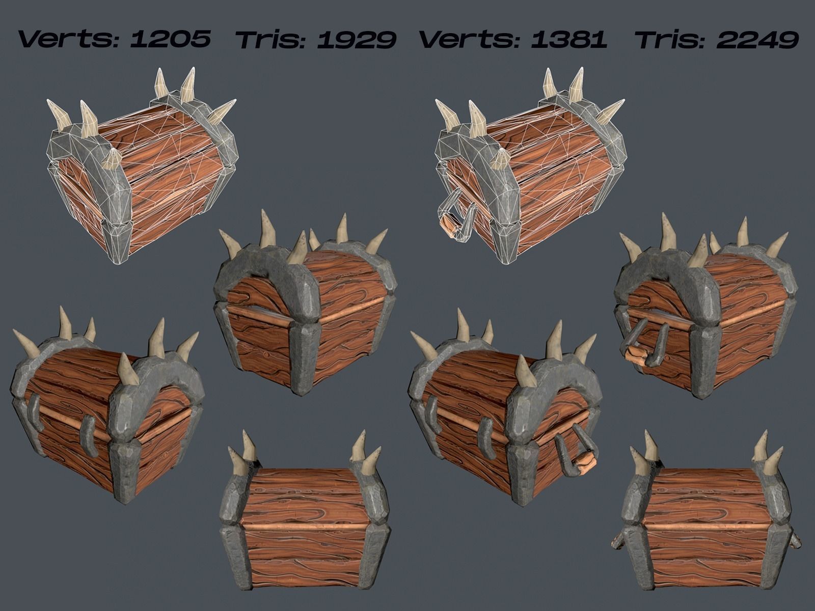 Stylized Crate Low-poly 3D model_3