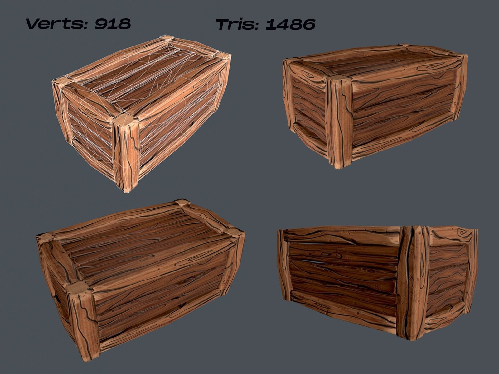Stylized Crate Low-poly 3D model_14