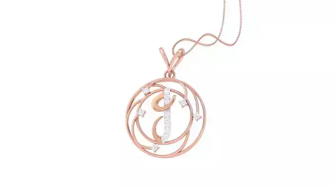 Alphabet - I Diamond Pendant Necklace 3dm stl obj gltf glb 3mf 