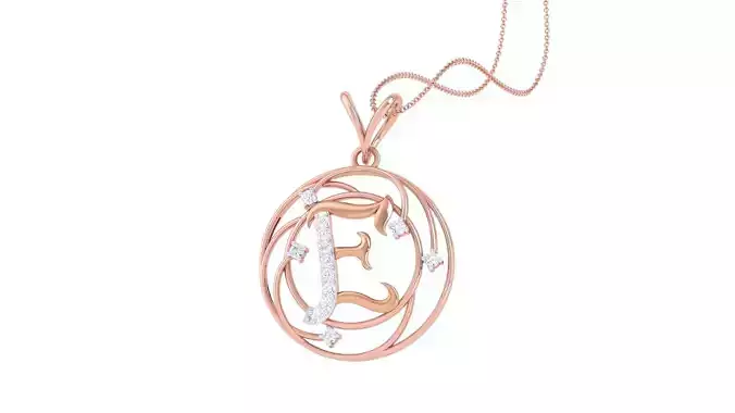 Alphabet - E Diamond Pendant Necklace 3dm stl obj gltf glb 3mf 