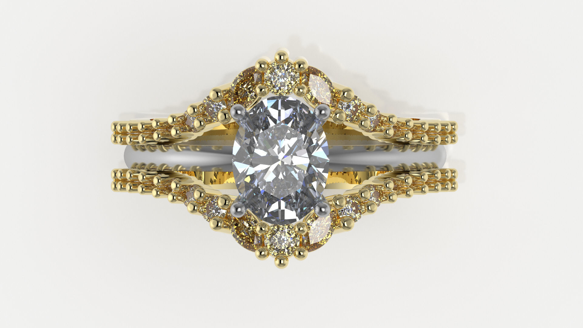 engagement ring set- free adjusting and resizing  3D print model_4