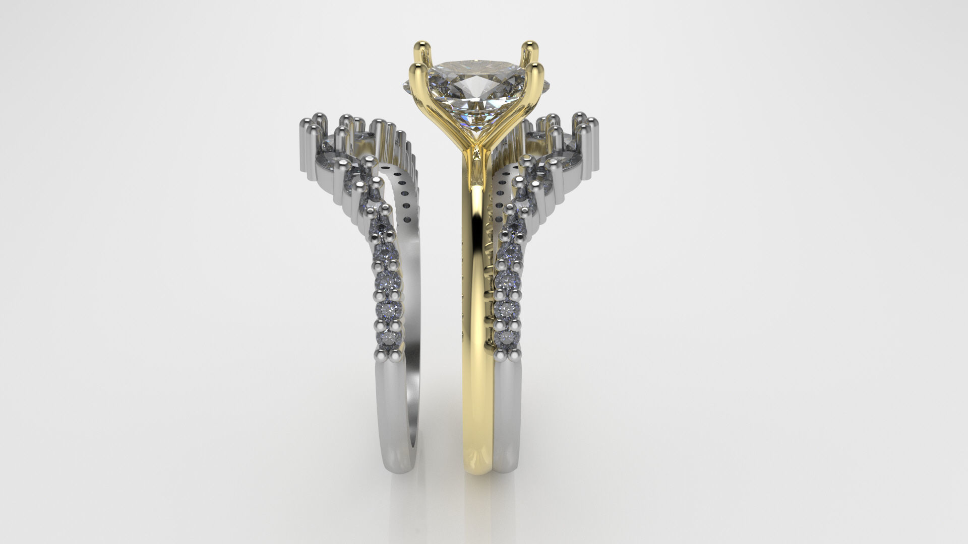 engagement ring set- free adjusting and resizing  3D print model_2