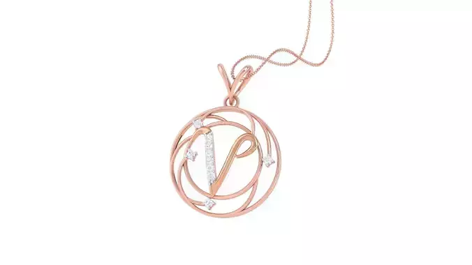 Alphabet - V Diamond Pendant Necklace 3dm stl obj gltf glb 3mf 