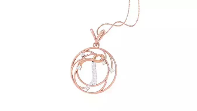 Alphabet - T Diamond Pendant Necklace 3dm stl obj gltf glb 3mf 