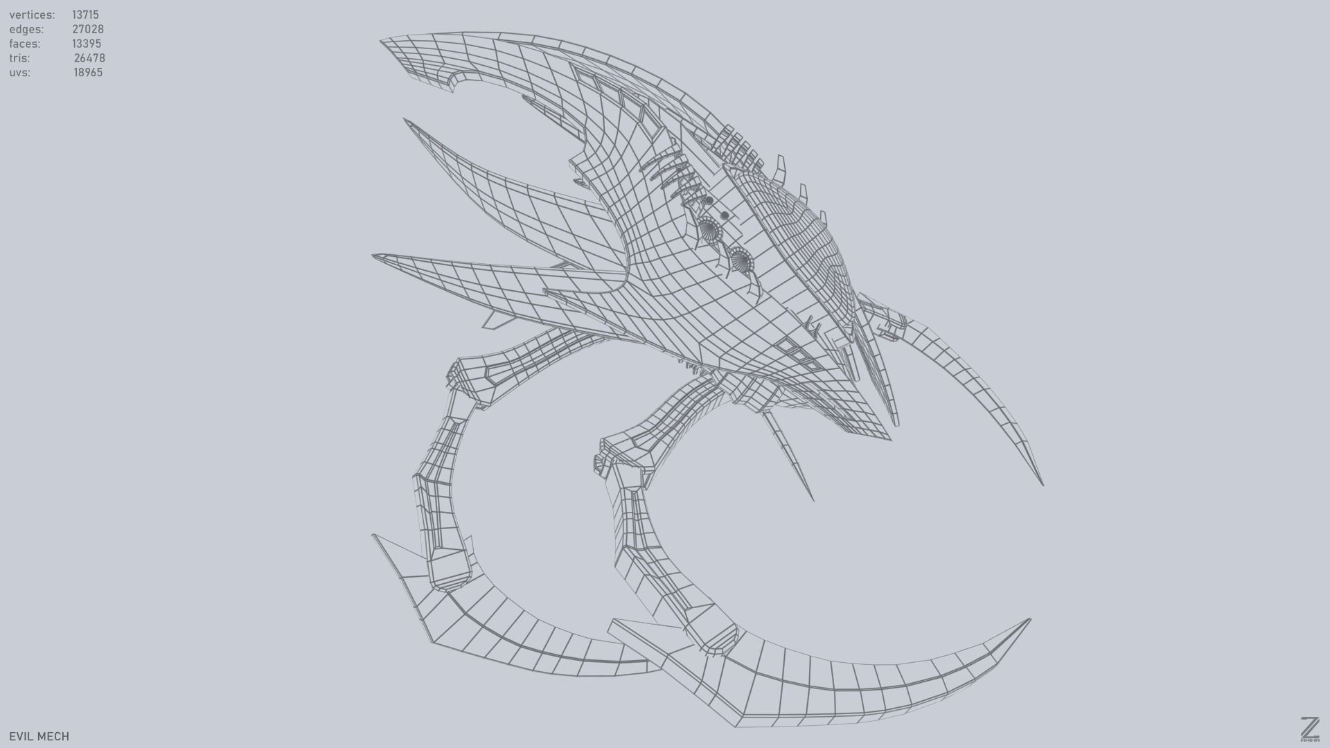 Evil mech Low-poly 3D model_13