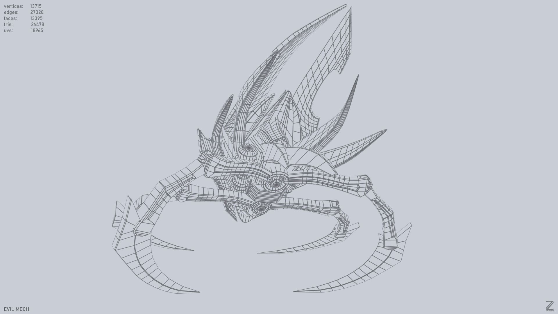 Evil mech Low-poly 3D model_11