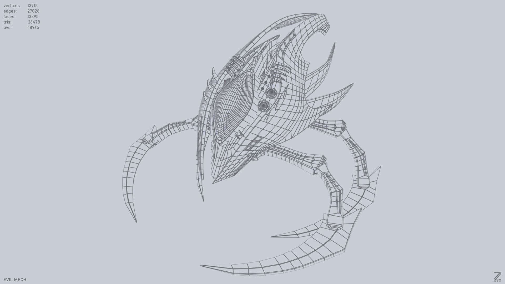 Evil mech Low-poly 3D model_3