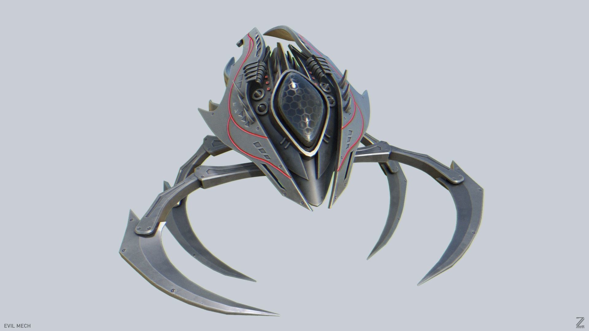 Evil mech Low-poly 3D model_8