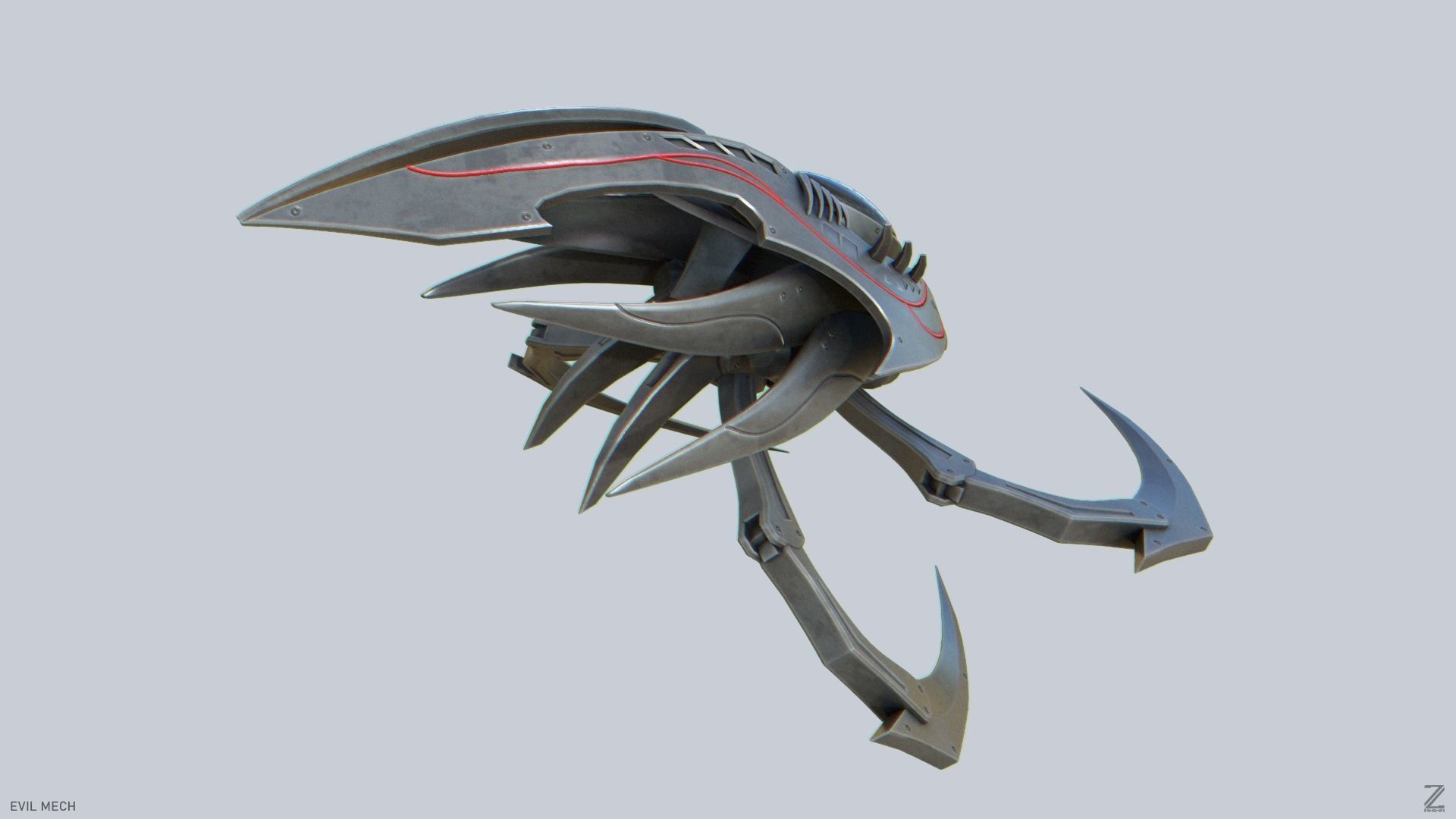 Evil mech Low-poly 3D model_6